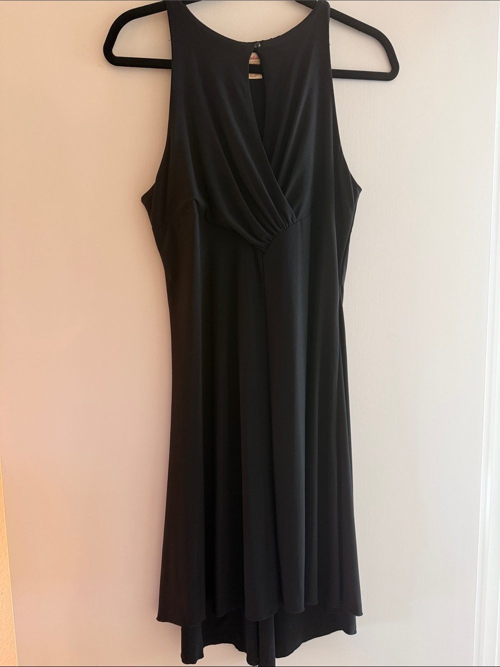 Black High-Low Sleeveless Dress with V-Neck Detail